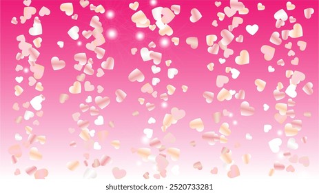 Festival Background with Confetti of Hearts Glitter Particles. St. Valentine Day. Party pattern. Light Spots. Explosion of Confetti. Glitter Vector Illustration. Design for Sale.