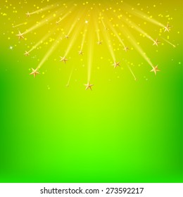 Festival background with falling gold stars, Starfall. Vector illustration