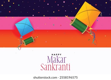 Festival background for makar sankranti with flying kites