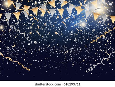 Festival background with party flag and confetti