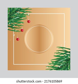 Festival banner frame with golden color empty space and tree decoration background