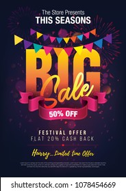 Festival Big Sale Poster Flyer Layout Template a4 Size - Big Sale Poster Design with 50% Discount