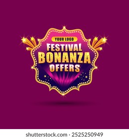 Festival Bonanza Oferta 3D Extrude Logo Unit Vetor. Ofertas de publicidade, promoção e marketing