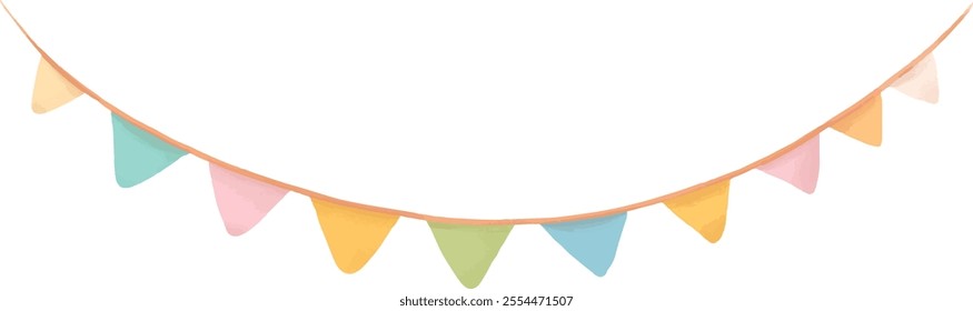 Festival bunting flag watercolor illustration