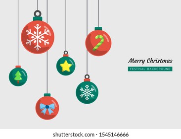 festival celebration set concept, christmas, new year, ball, color flat background, Isolated vector design