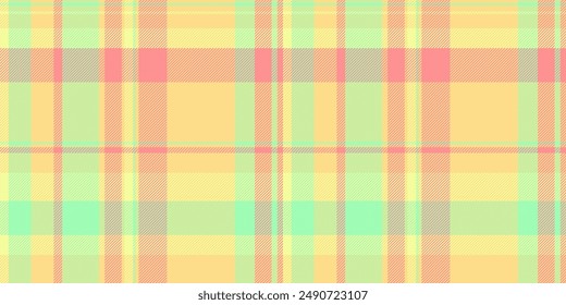 Festival check seamless fabric, customized pattern vector textile. Contour plaid tartan texture background in amber and green colors palette.