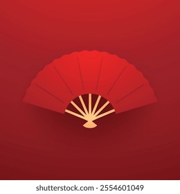 Festival Chinese fan cartoon. year new, paper lunar, Asia red festival Chinese fan sign. isolated symbol vector illustration