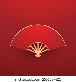 Festival Chinese fan cartoon. year new, paper lunar, Asia red festival Chinese fan sign. isolated symbol vector illustration