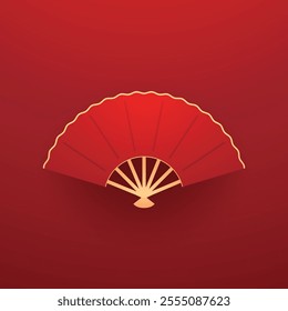 Festival Chinese fan cartoon. year new, paper lunar, Asia red festival Chinese fan sign. isolated symbol vector illustration