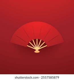 Festival Chinese fan cartoon. year new, paper lunar, Asia red festival Chinese fan sign. isolated symbol vector illustration