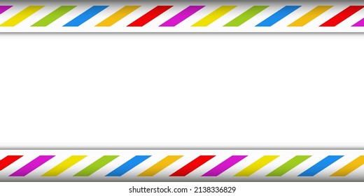 Festival colorful happy striped line background template with shadow and blank empty white space. Retro carnival sign banner design.