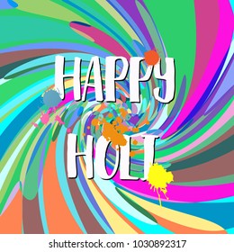 Festival of Colors. Happy Holi. Colorful logo. Banners with watercolor splashes and circles. Creative flyer, greeting cards. Holiday of spring. Indian Fest Party celebration. Sticky sticker.