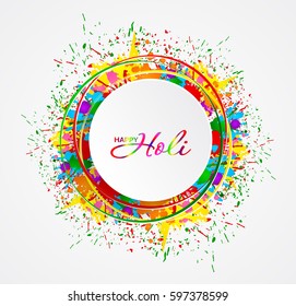 Festival of Colors. Happy Holi! Colorful logo. Bright banners with watercolor splashes. Rainbow. Creative flyer, pamphlet, invitations, greeting cards. Holiday of spring. Indian Fest Party celebration