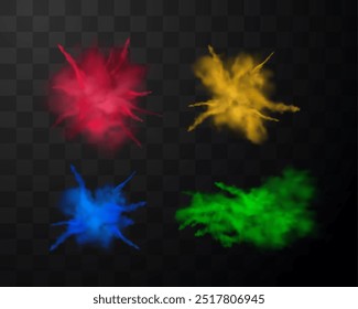 The Festival of colors. A vector illustration depicting holi paints in various bright shades. A set of sand in red, blue, yellow and green colors