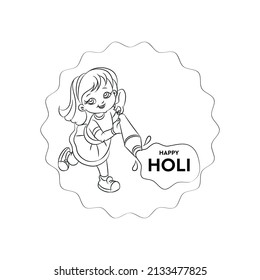 festival of colours in india holi line drawing illustration