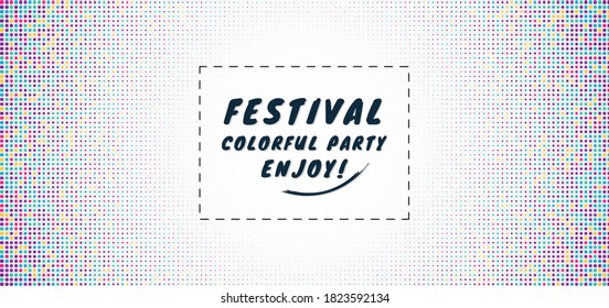 Festival concept halftone circle shape colorful design with frame space for text. vector illustration.