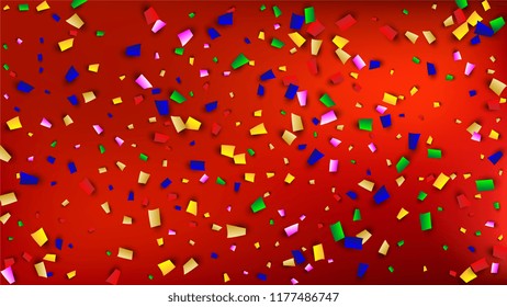 Festival Confetti Background. Many Falling Festival Confetti for Your Design. Festive Vector Illustration. Invitation Card, Poster, Flyer. Holiday Decoration Isolated Elements on Background. 