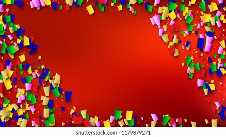Festival Confetti Background. Many Falling Festival Confetti for Your Design.
Invitation Card, Poster, Flyer. Holiday Decoration Isolated Elements on Background. Festive Vector Illustration. 
