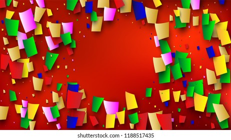 Festival Confetti Background. Many Falling Festival Confetti for Your Design.
Invitation Card, Poster, Flyer. Holiday Decoration Isolated Elements on Background. Festive Vector Illustration. 
