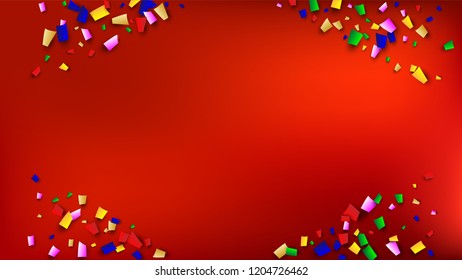 Festival Confetti Background. Many Falling Festival Confetti for Your Design.
Invitation Card, Poster, Flyer. Holiday Decoration Isolated Elements on Background. Festive Vector Illustration. 
