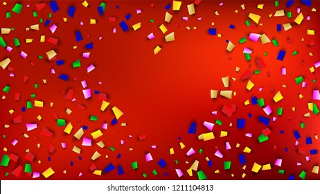 Festival Confetti Background. Many Falling Festival Confetti for Your Design. Holiday Decoration Isolated Elements on Background. Festive Vector Illustration. Invitation Card, Poster, Flyer
