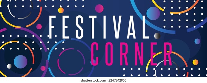 Festival Corner Colourful Circle  Dotted Pattern Banner Design Blue gradient Background Celebration web design Banner sign template card graphic design  vector