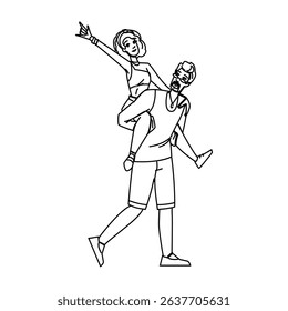 festival couple summer concert vector. tickets live, band venue, dates travel festival couple summer concert character. people black line pencil drawing illustration
