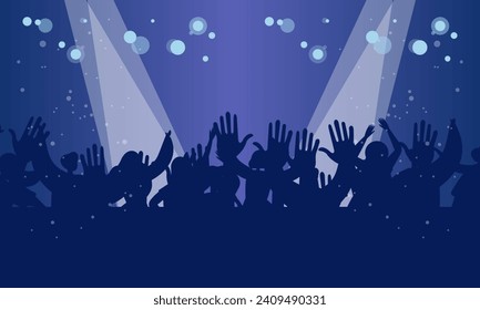 Multitud de festival en concierto de vector de ilustración