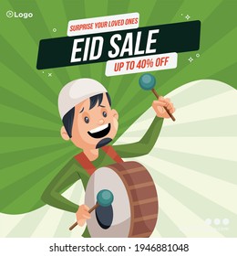 Festival eid sale banner design template. Vector graphic illustration.