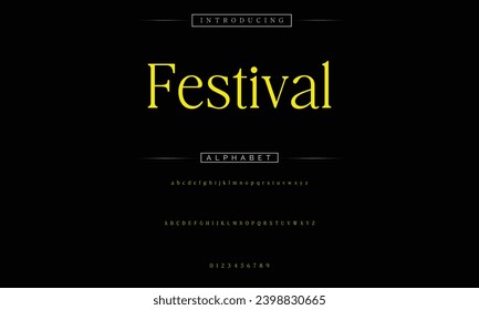 Festival Elegant Font Uppercase Lowercase und Nummer. Classic Lettering Minimal Fashion Designs. Typografie moderne Serifenschriften erhalten ein traditionelles dekoratives Vintage-Konzept. Vektorgrafik