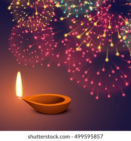 festival fireworks background with diya