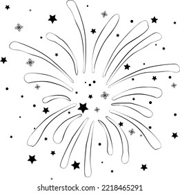 Los fuegos artificiales del festival explotan en el cielo. Por cartel, afiche. Independencia, vacaciones, aniversario, postal.