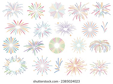 Festival fireworks, New Year and Christmas greeting and invitation postcard design. Firecrackers sparkles for birthday anniversary celebration, festive colorful crackers, entertainment salutes