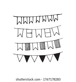Festival flags doodle. Vector illustration