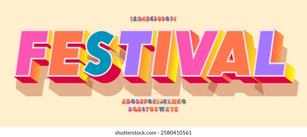 Festival font 3d bold coloful style