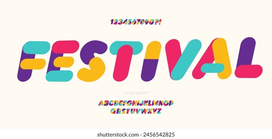 Festival font bold coloful flat style