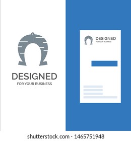 Festival, Fortune, Horseshoe, Luck, Patrick Grey Logo Design and Business Card Template. Vector Icon Template background