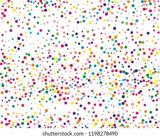 Festival frame with color round glitter, confetti. Random, chaotic polka dot. Bright background  for party invites, wedding, cards, phone Wallpapers. Vector illustration. Typographic design.