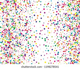 Festival frame with color round glitter, confetti. Random, chaotic polka dot. Bright background  for party invites, wedding, cards, phone Wallpapers. Vector illustration. Typographic design.