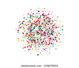 Festival frame with color round glitter, confetti. Random, chaotic polka dot. Bright background  for party invites, wedding, cards, phone Wallpapers. Vector illustration. Typographic design.