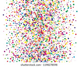 Festival frame with color round glitter, confetti. Random, chaotic polka dot. Bright background  for party invites, wedding, cards, phone Wallpapers. Vector illustration. Typographic design.
