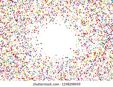 Festival frame with color round glitter, confetti. Random, chaotic polka dot. Bright background  for party invites, wedding, cards, phone Wallpapers. Vector illustration. Typographic design.