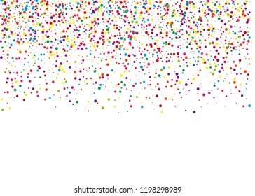 Festival frame with color round glitter, confetti. Random, chaotic polka dot. Bright background  for party invites, wedding, cards, phone Wallpapers. Vector illustration. Typographic design.