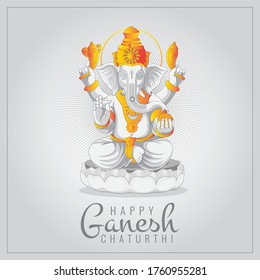 Festival of ganesh chaturthi greeting card with statue of lord ganesha
