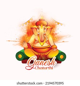 Festival Ganesh Chaturthi  vector illustration of Lord Ganpati on Ganesh Chaturthi 