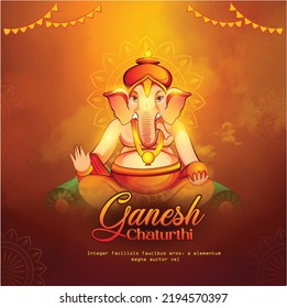 Festival Ganesh Chaturthi  vector illustration of Lord Ganpati on Ganesh Chaturthi 