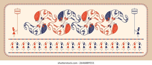 Festival of Ganesha: Warli Art Celebrating Devotion and Merriment. Warli art, Ganesh Utsav, Ganesh Chaturthi, Indian tribal art