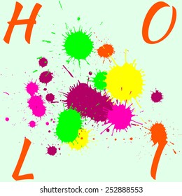 Festival Happy Holi. Vector illustration made of colored blots.