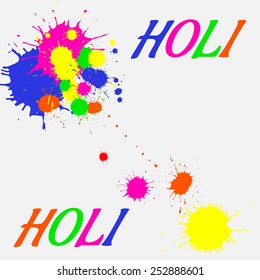 Festival Happy Holi. Vector illustration made of colored blots.