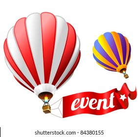 festival holiday event sign with two hot air balloons